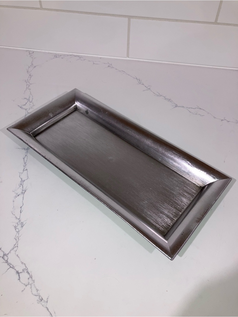 (5/$5) Silver Metallic Plastic Decor Tray